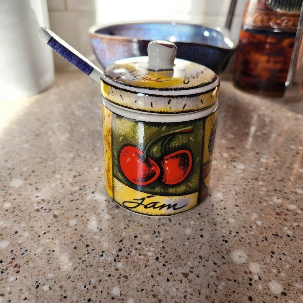 Joie De Vivre Ceramic Jam/Jelly Jar